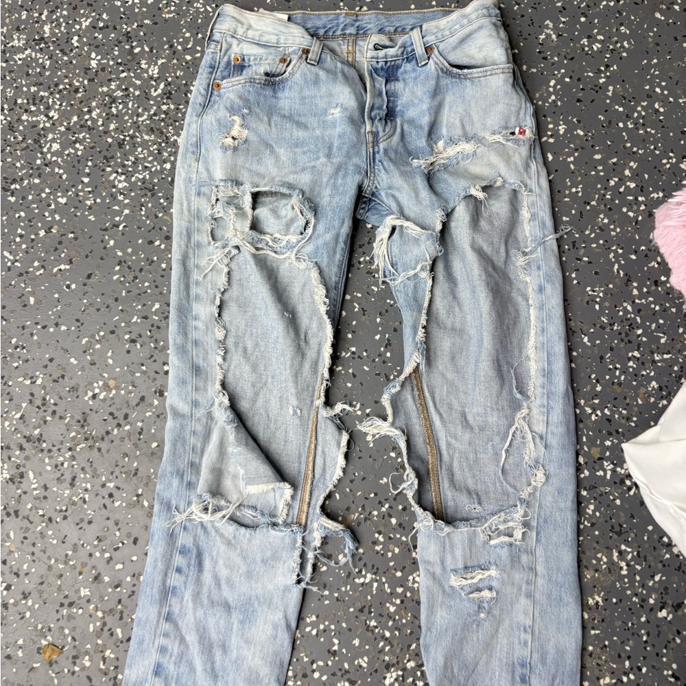 Levi's Ripped Light Blue Denim Jeans